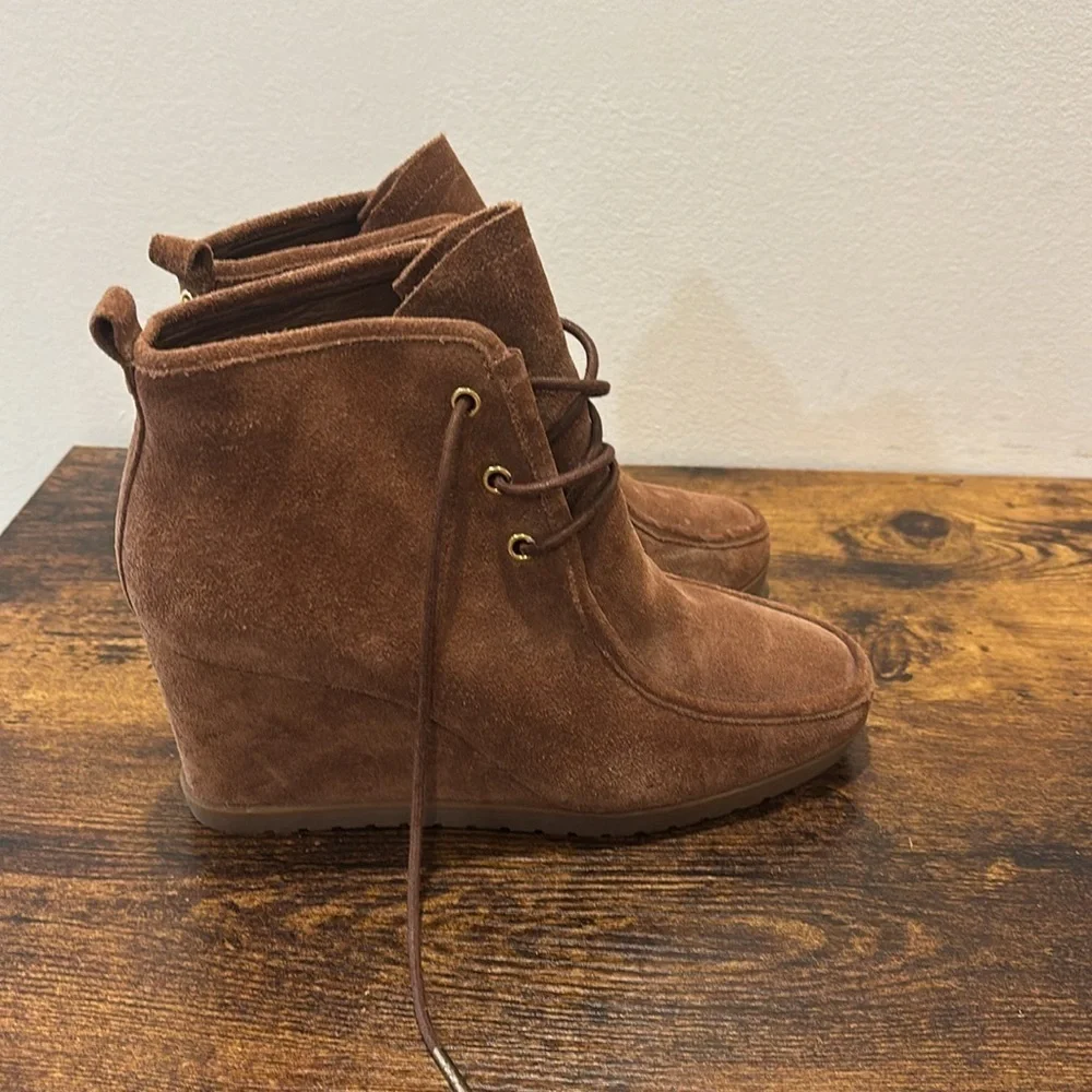 Michael Kors Brown Suede Wedge Ankle Boots 7.5